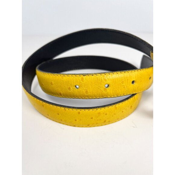 Rodier yellow textured leather womans belt gold buckle - designer, made in Italy - Picture 5 of 7
